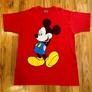 Fruit of the Loom vintage red Mickey Mouse single stick T-shirt
